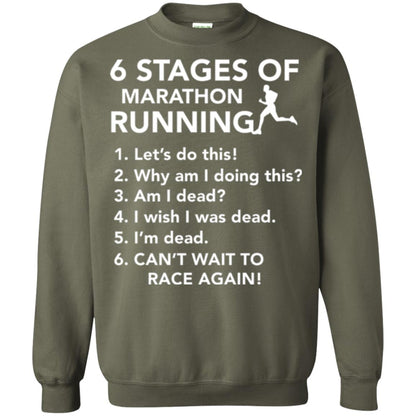 Runner T-shirt 6 Stages Of Marathon Running Military Green
