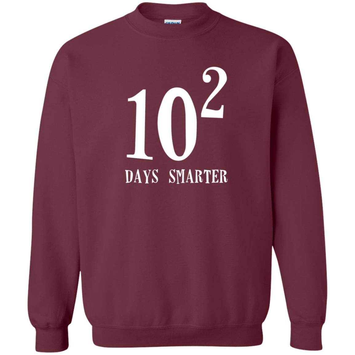 Funny Math 100th Day T-shirt 10 Squared Is 100 Days Smarter Maroon