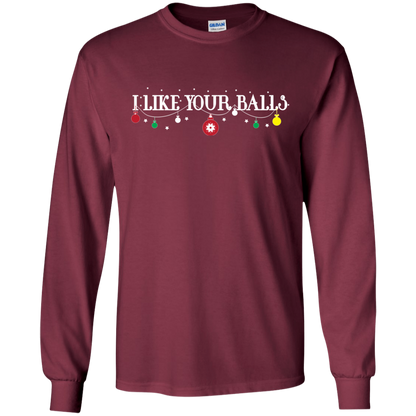 Christmas T-shirt I Like Your Balls Maroon