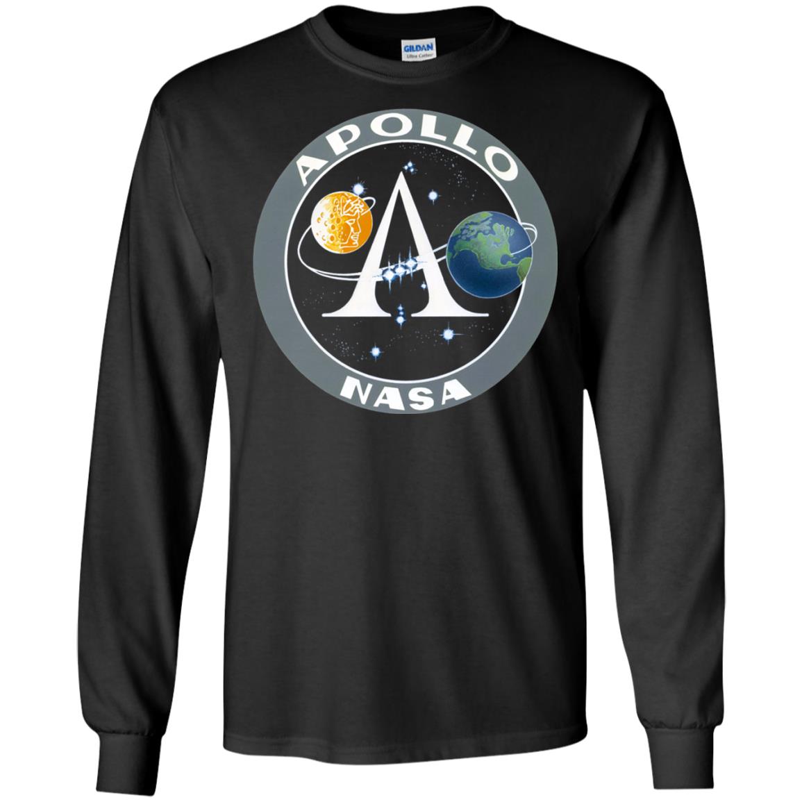 Apollo Program Moon Landing Patch Print Nasa Astronomy T-shirt Black