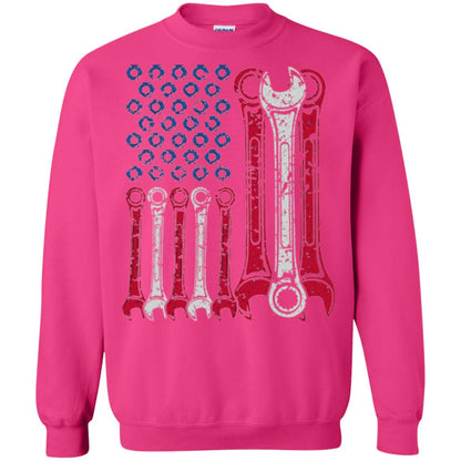 Mechanic T-shirt Usa Red White Blue American Flag Heliconia