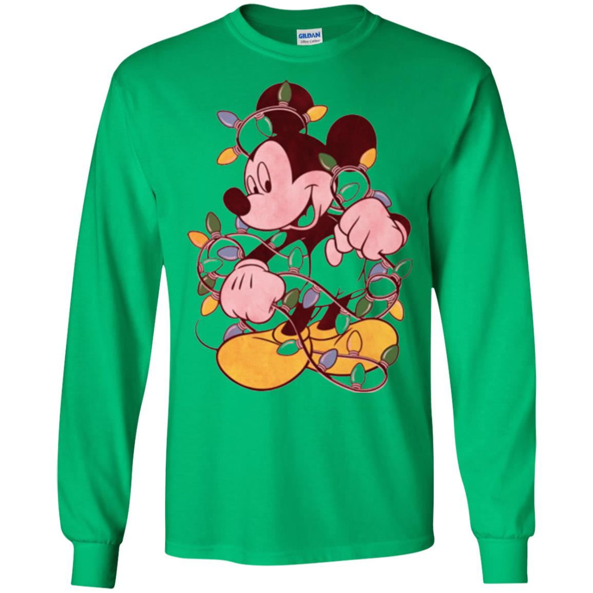 Christmas Lights T-shirt Disney Mickey Mouse Irish Green