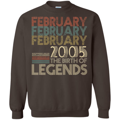 February Retro Classic Vintage 2005 The Birth Of Legends 13th Birthday T-shirt Dark Chocolate