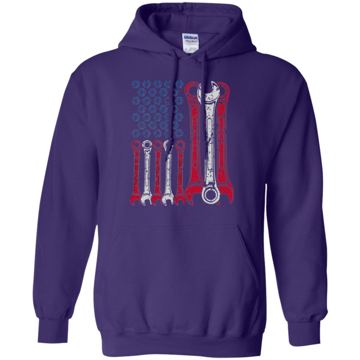 Mechanic T-shirt Usa Red White Blue American Flag Purple