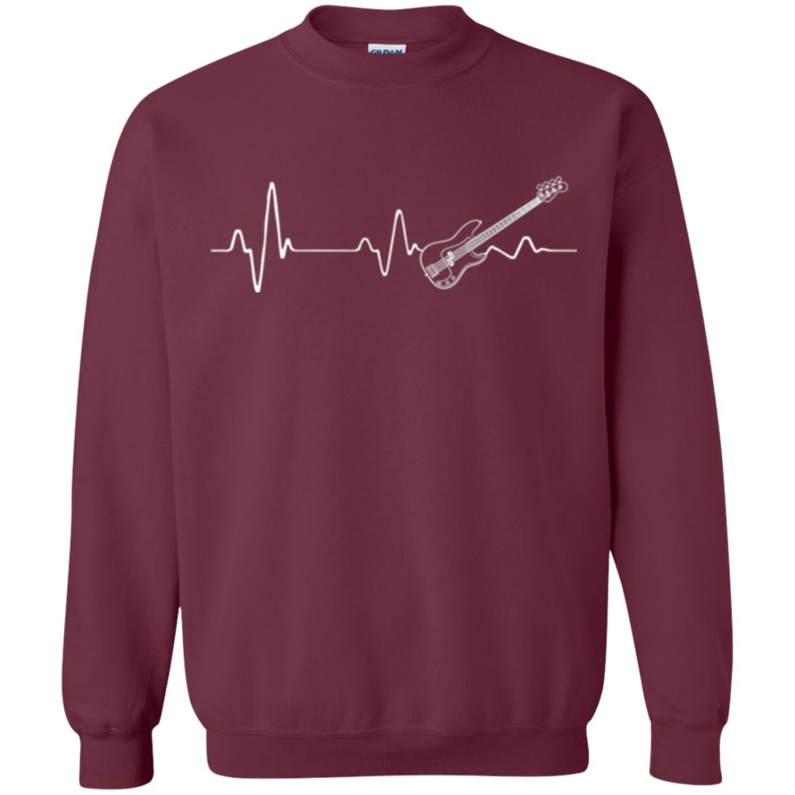 Bass Guitar Lovers T-shirt Heartbeat Maroon