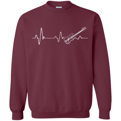 Bass Guitar Lovers T-shirt Heartbeat Maroon