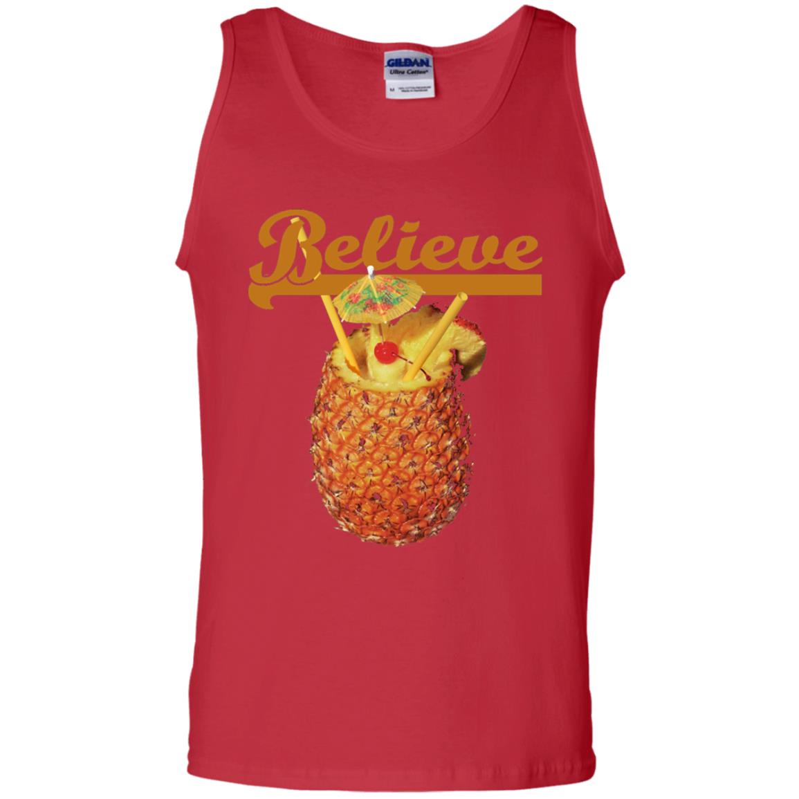 Believe Pineapple Cuptropical Drink T-shirt Red