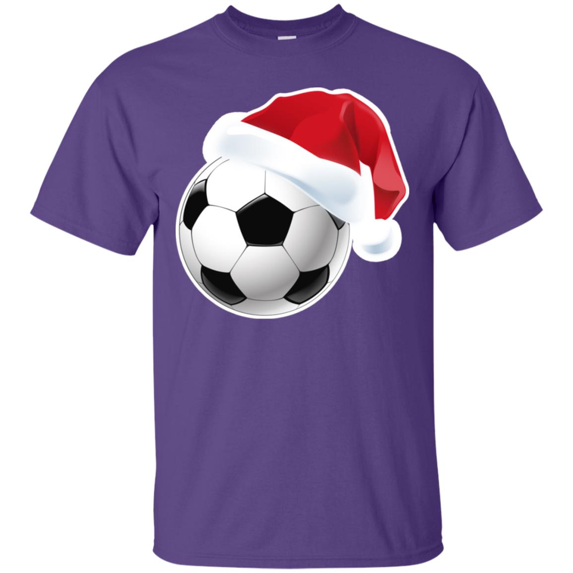 Soccer With Santa Claus Hat X-mas Shirt For Soccer Lovers Purple