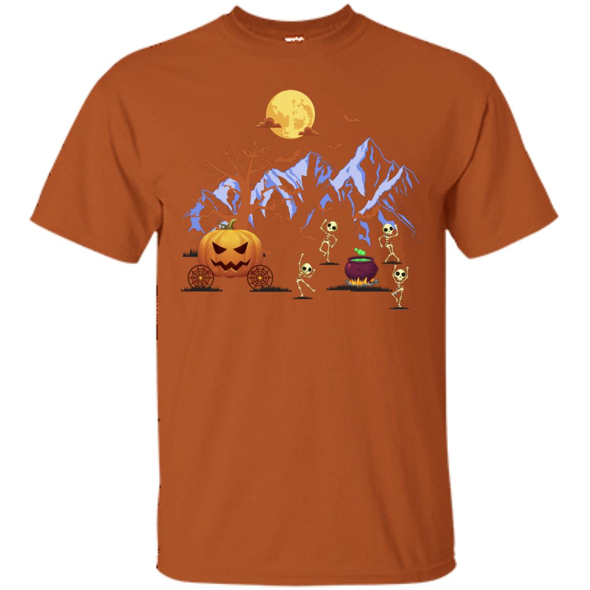 Dancing Skeleton With Pumpkin Funny Halloween Gift Shirt Texas Orange