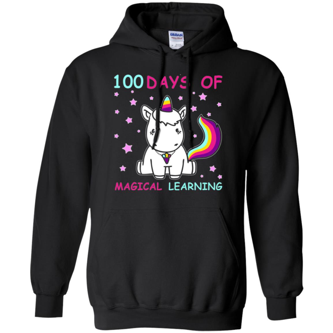 Unicorn Lover T-shirt 100 Days Of Mgical Learning Black