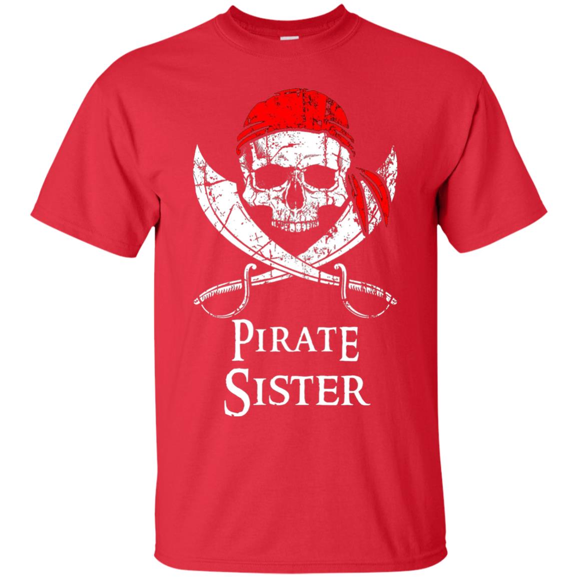 Family T-shirt Pirate Sister Jolly Roger Skull Crossbones Red