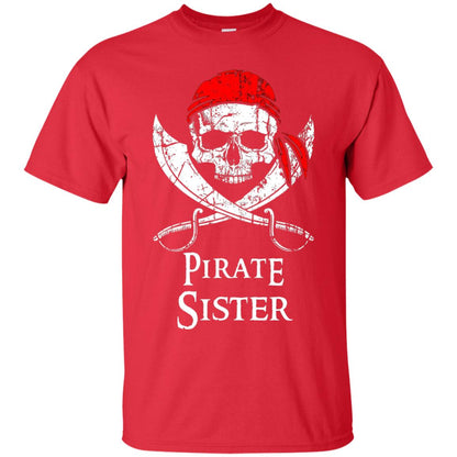 Family T-shirt Pirate Sister Jolly Roger Skull Crossbones Red