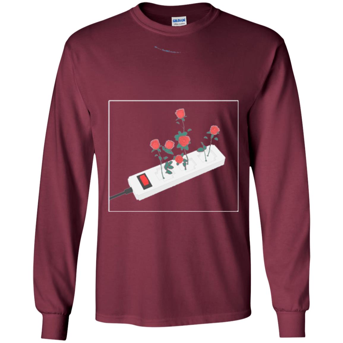 Flower Power Cute Art Aesthetic Vaporwave Digital Rose T-shirt Maroon