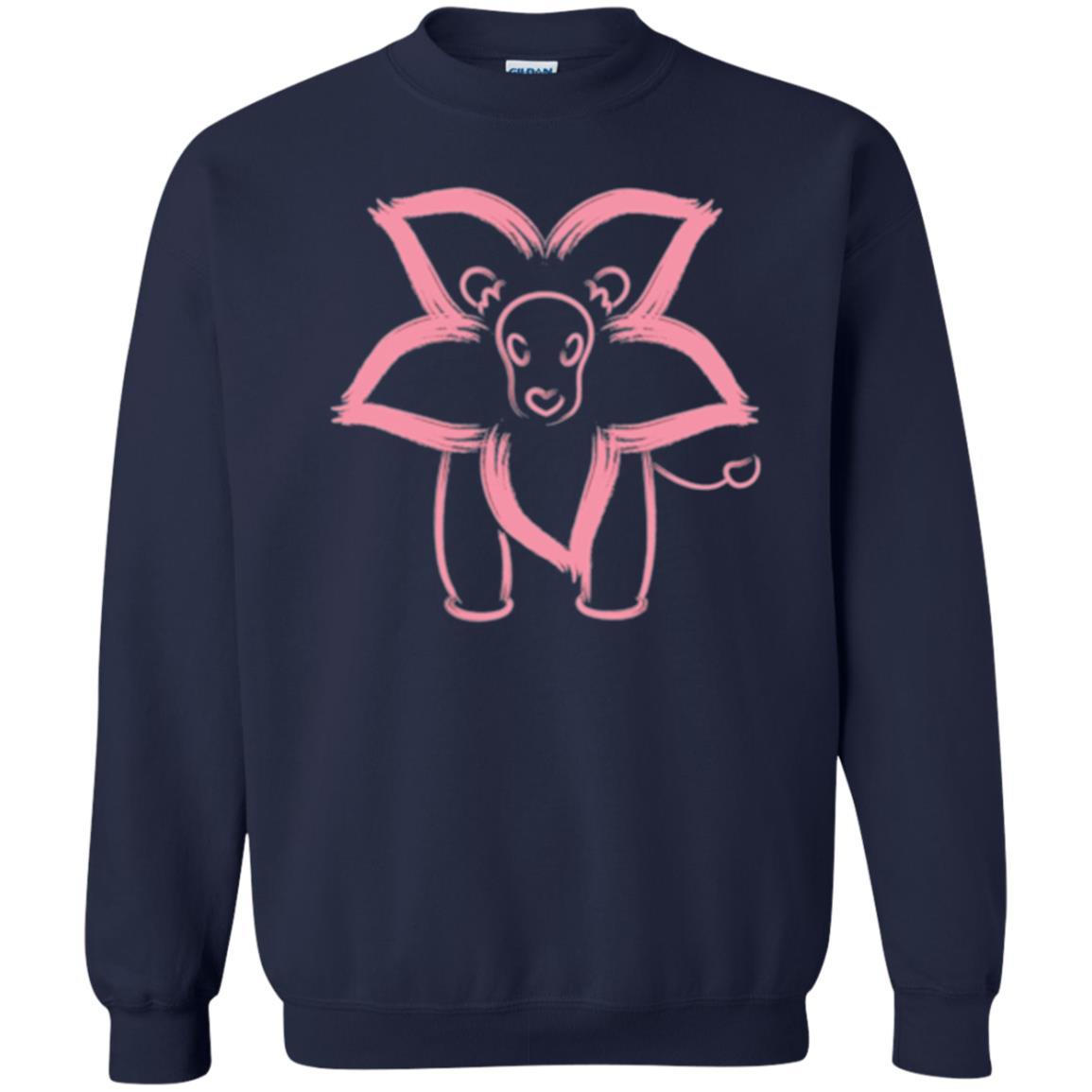 Cartoon T-shirt Flower Lion Outline Graphic Navy