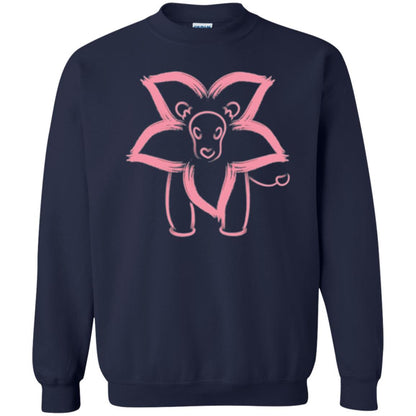 Cartoon T-shirt Flower Lion Outline Graphic Navy