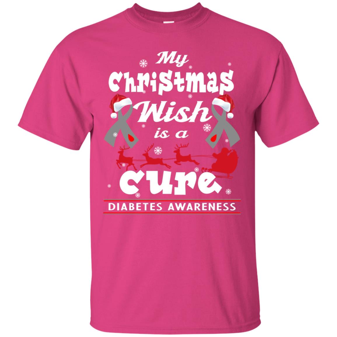 My Christmas Wish Is A Cure Diabetes Awareness X-mas Gift Shirt Heliconia