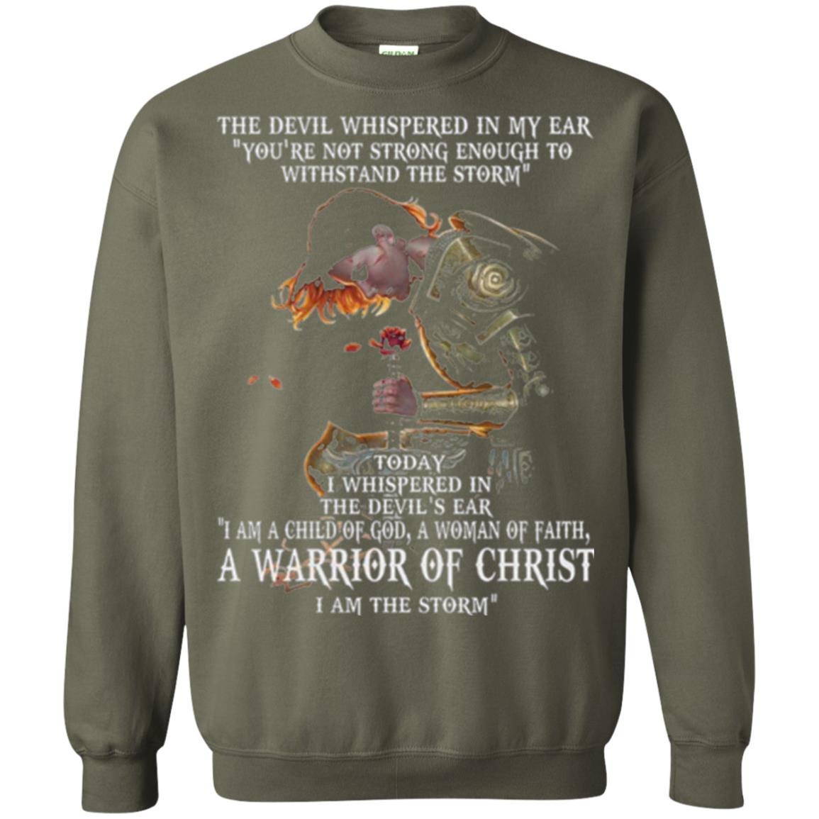 Warrior T-shirt I Am A Child Of God A Woman Of Faith T-shirt Military Green