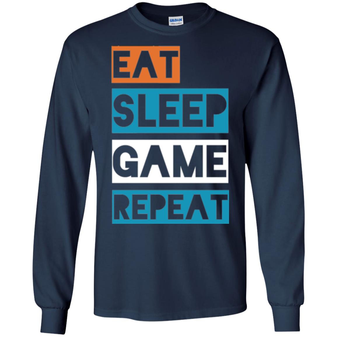 Eat Sleep Game Repeat Video Gamer Player T-shirt Navy