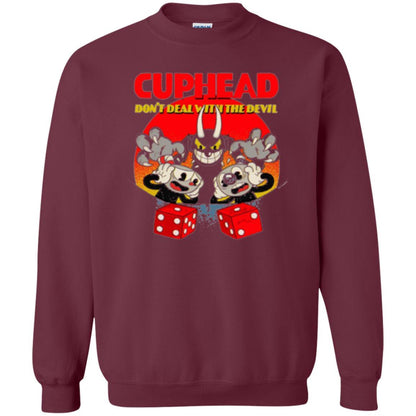 Cuphead And Mugman Devil_s Dice Video Game Graphic T-shirt Maroon