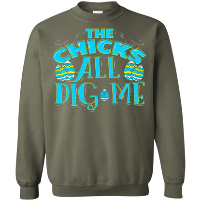 Cute Easter Shirts The Chicks All Dig Me Military Green