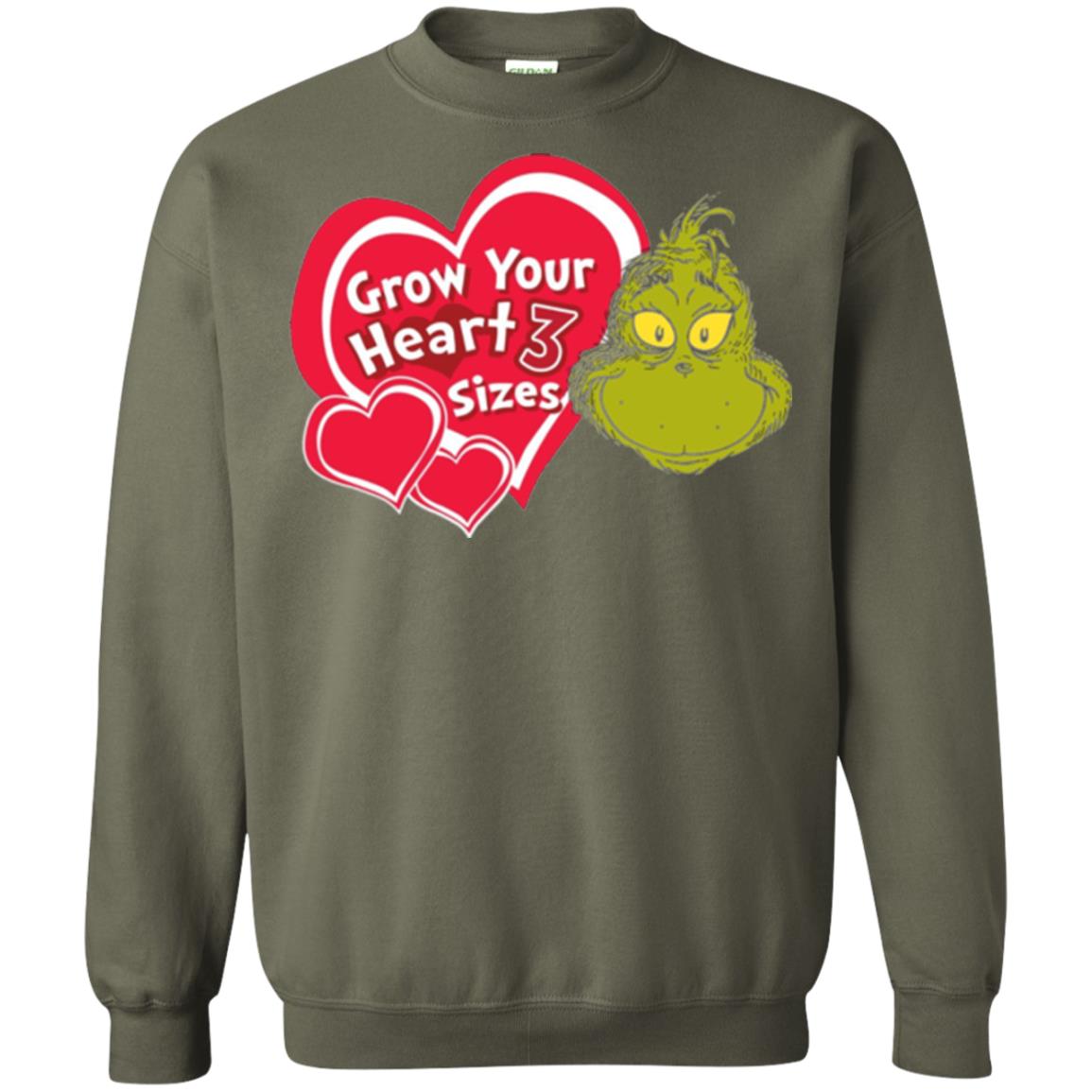 Dr. Seuss Grinch T-shirt Grow Your Heart 3 Sizes Military Green