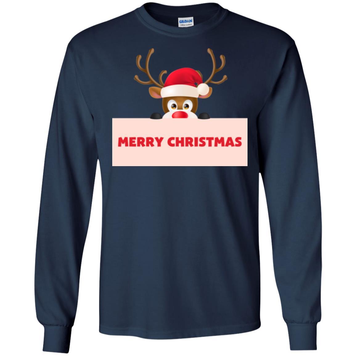 Christmas T-shirt Reindeer Merry Christmas T-shirt Navy