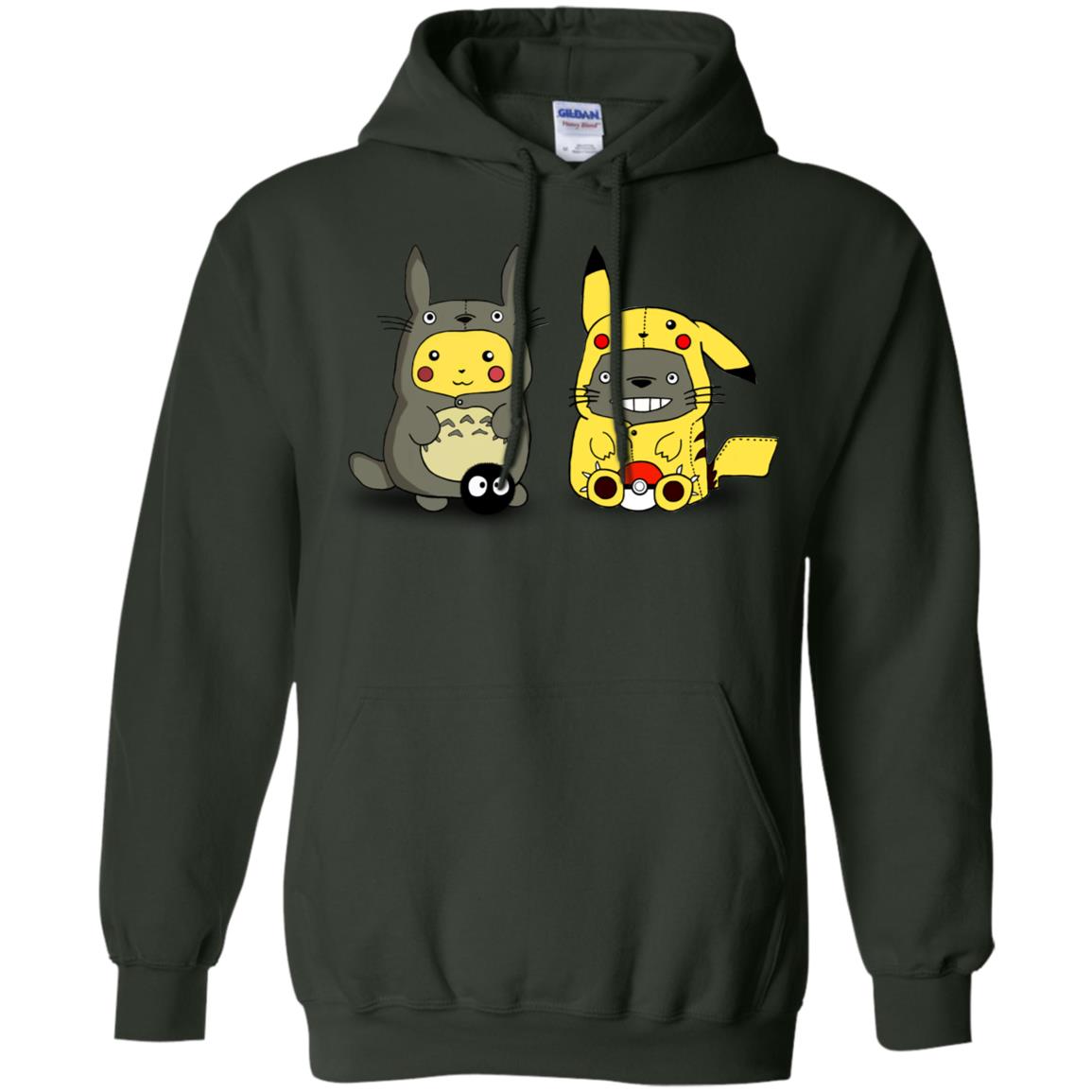 Pikachu Cosplay Totoro And Totoro Cosplay Pikachu T-shirt Forest Green