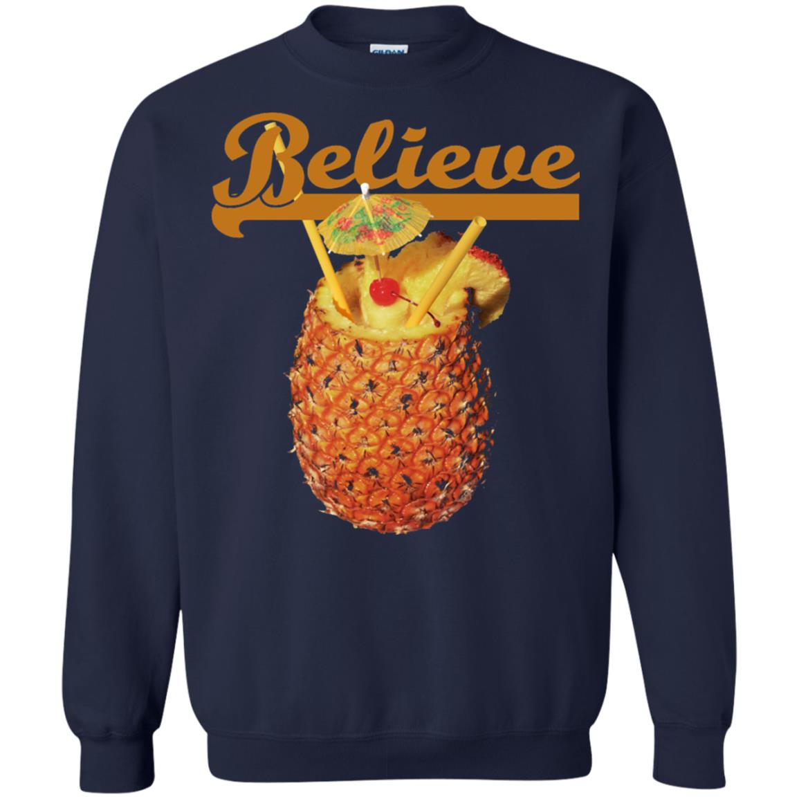 Believe Pineapple Cuptropical Drink T-shirt Navy