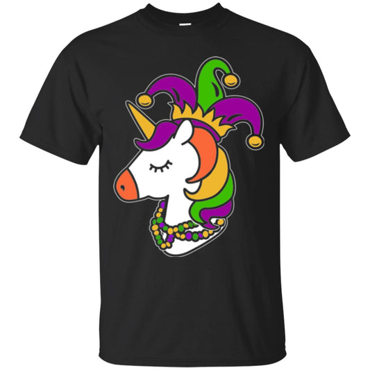 Mardi Gras Unicorn T-shirt Black