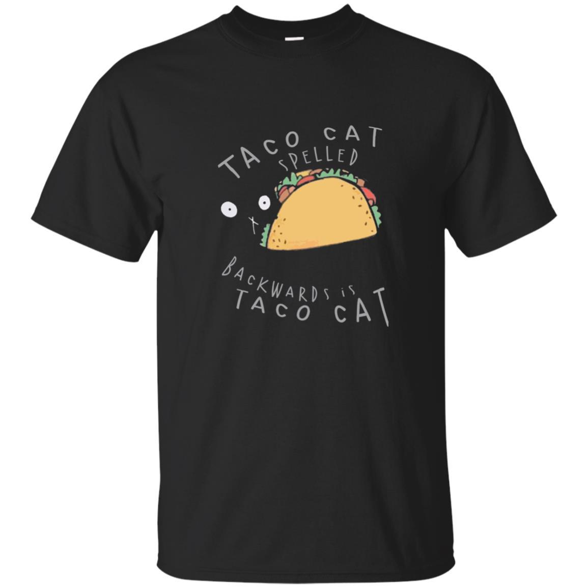 Cat Lovers T-shirt Taco Cat Spelled Backward Is Taco Cat Black