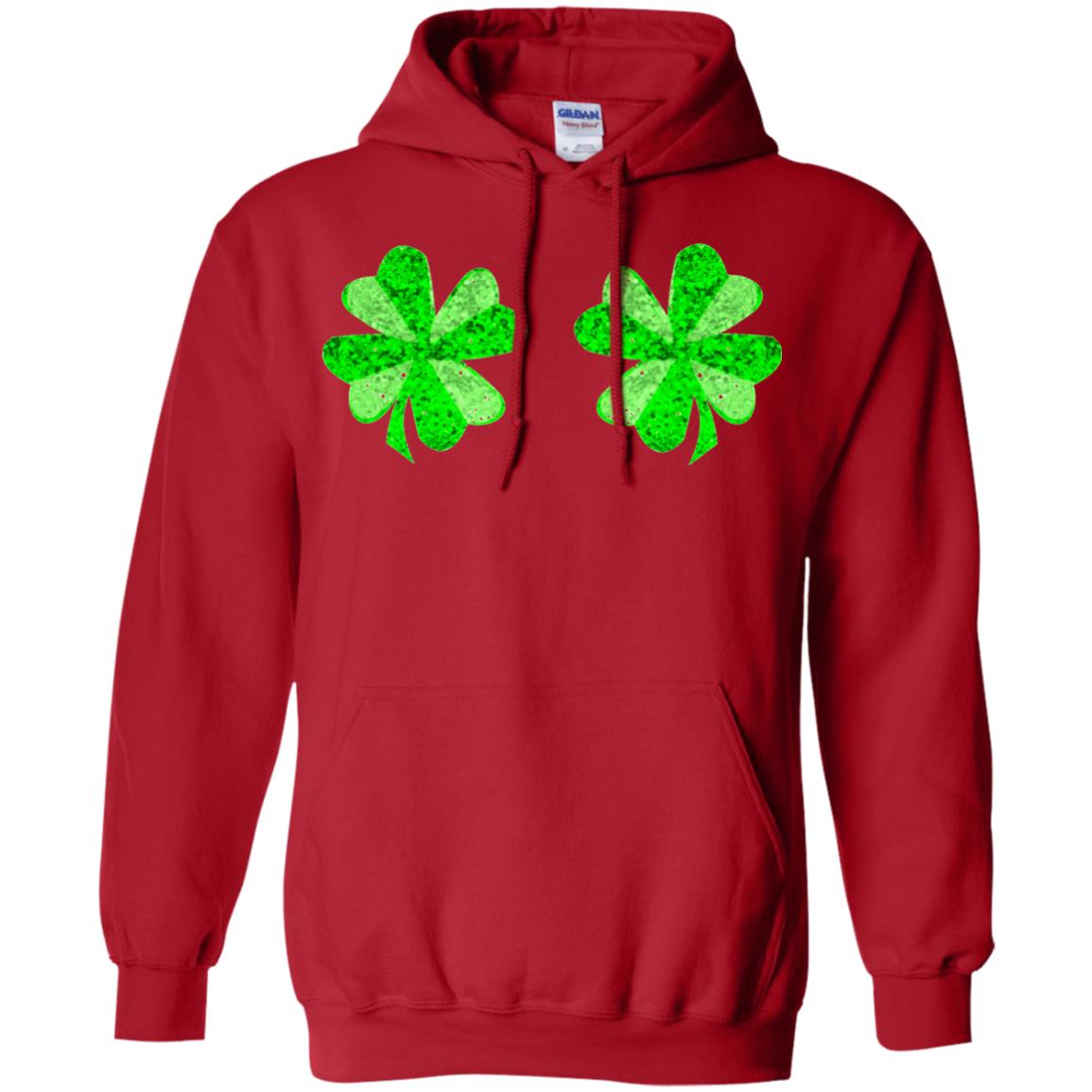 Funny Shamrock Boobs St Patricks Day T-shirt Red