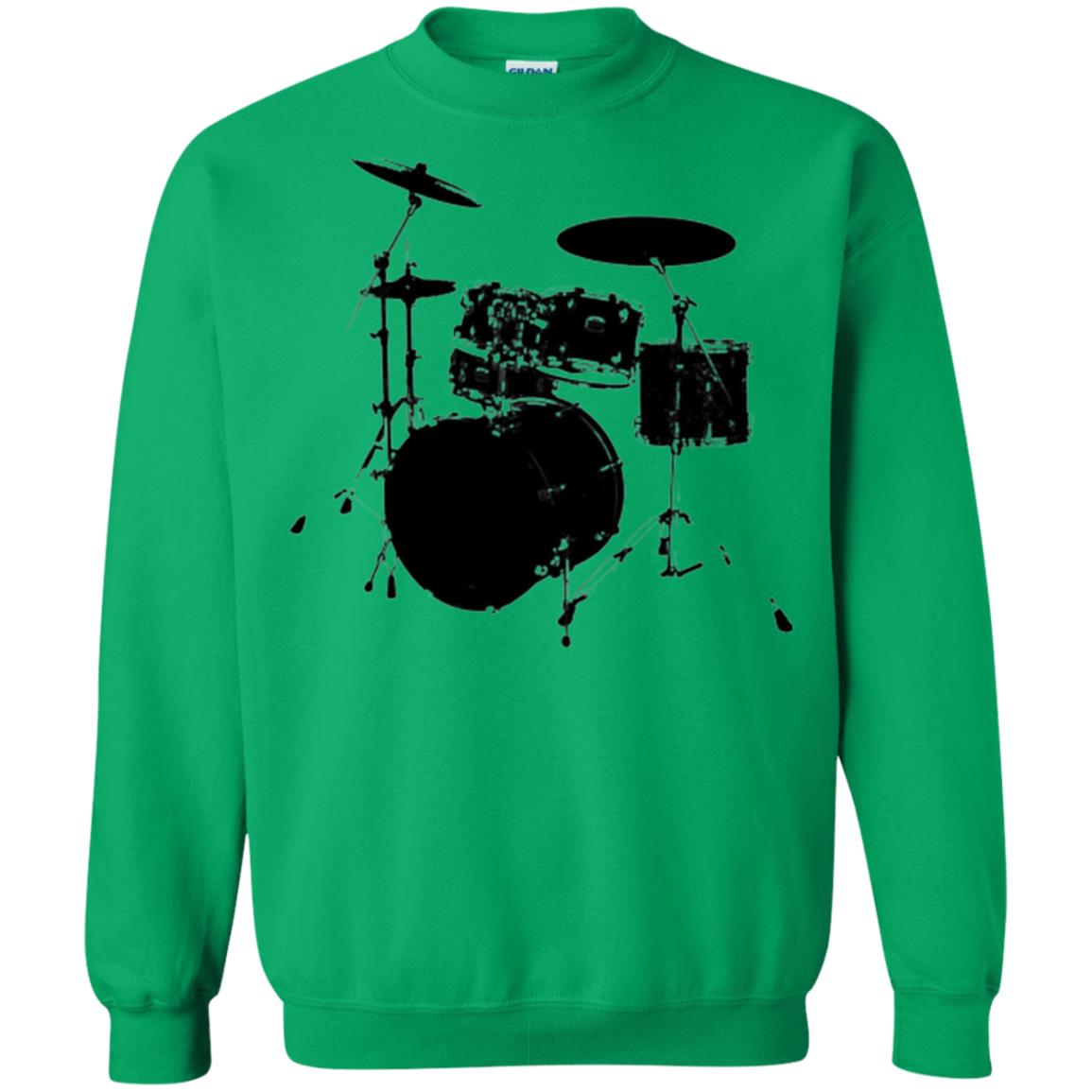 Drum Lovers T-shirt Drum Kit Stencil Print Irish Green