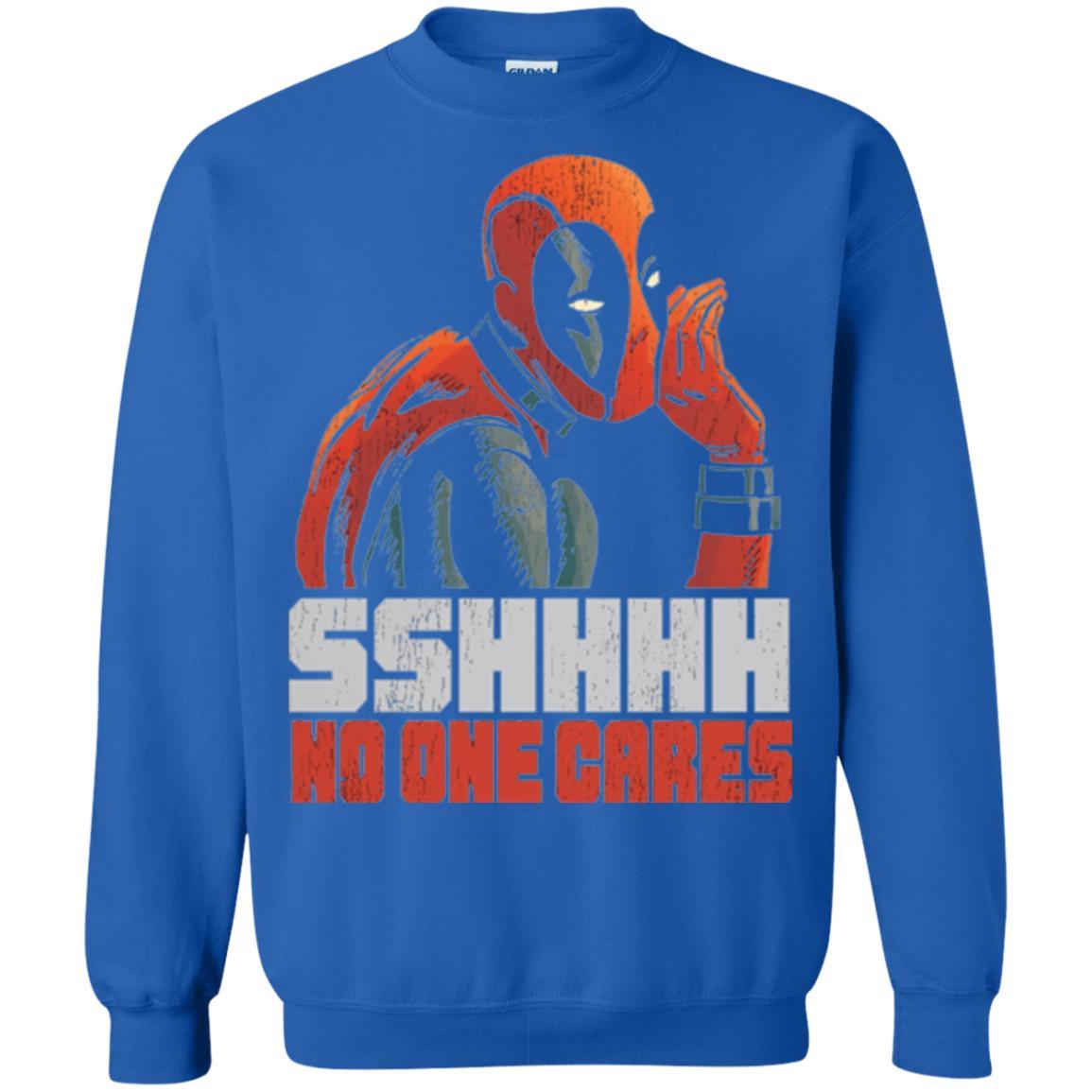 Marvel Deadpool T-shirt Sshhhh No One Cares Whisper Graphic Royal