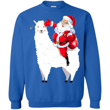 Alpaca Llama And Santa Claus X-mas Gift Shirt Royal