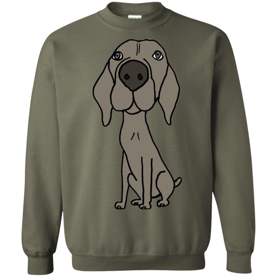 Smiletodaytees Funny Weimaraner Dog Cartoon T-shirt Military Green