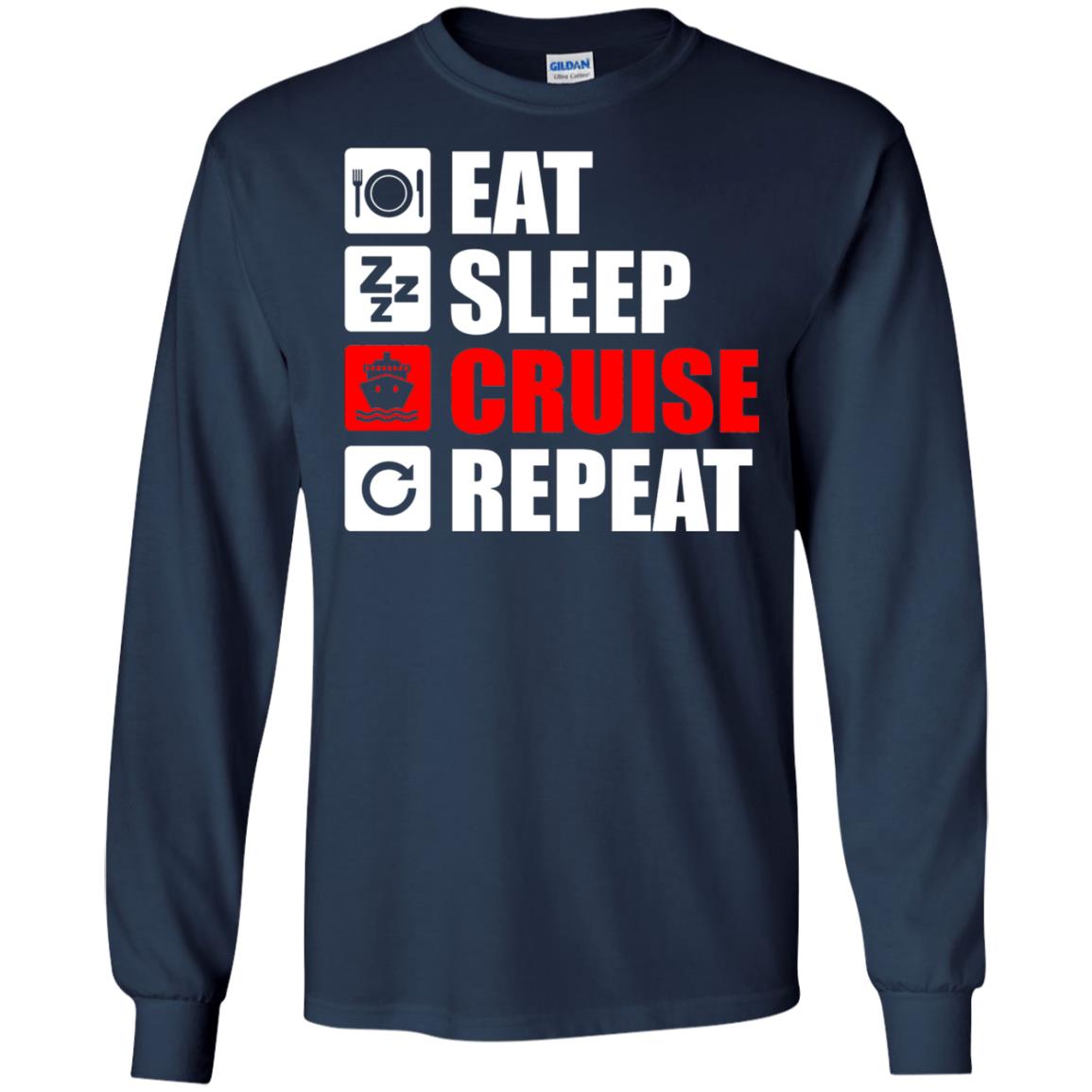 Eat Sleep Cruise Repeat Summer Vacation T-shirt Navy