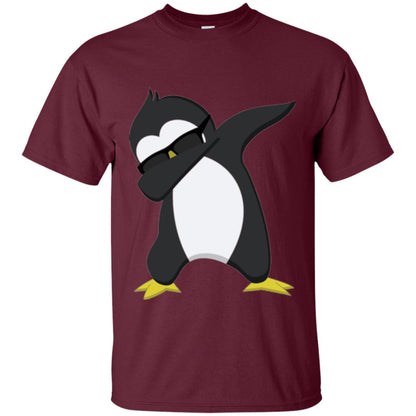 Chirstmas T-shirt Dabbing Penguin Maroon