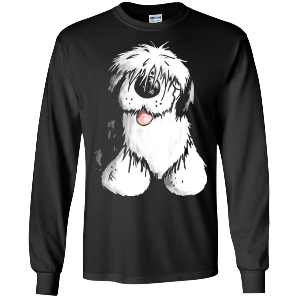 Dog Lover T-shirt Happy Old English Sheepdog Black