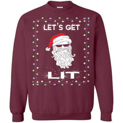 Christmas T-shirt Let_s Get Lit Maroon