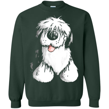 Dog Lover T-shirt Happy Old English Sheepdog Forest Green