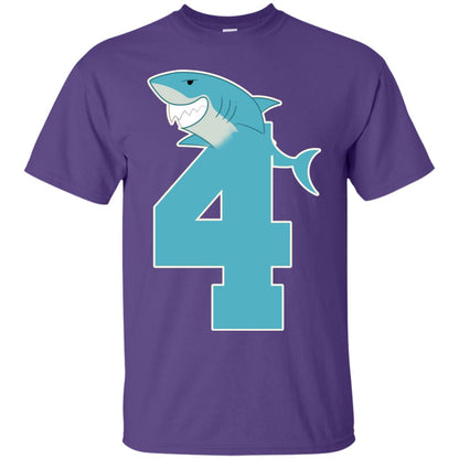 4th Birthday Shark Party Shirt Purple