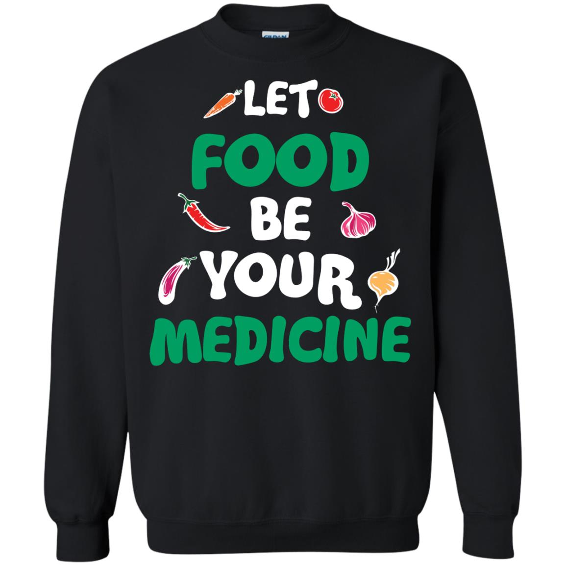 Vegetarian T-shirt Let Food Be Your Medicine Black