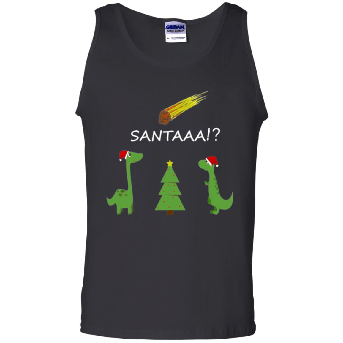 Christmas T-shirt Funny Dinosaus Santaaa Black