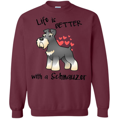 Life Is Better With A Schnauzer Dog Shirt Maroon