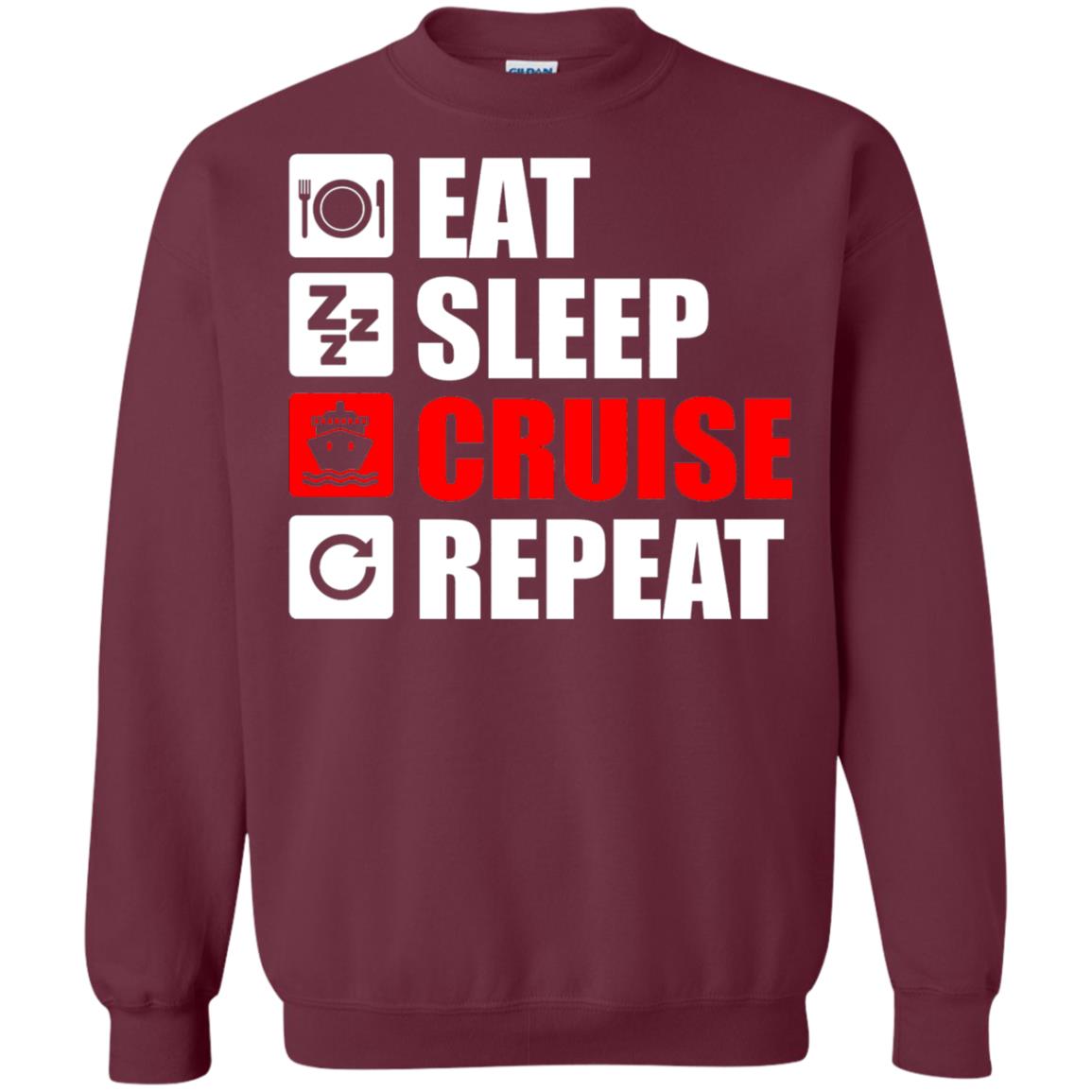 Eat Sleep Cruise Repeat Summer Vacation T-shirt Maroon