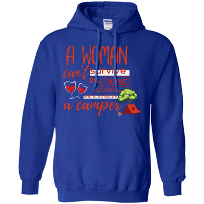 A Woman Cannot Survive On Wine Alone, She Also Needs A Camper Shirt Royal