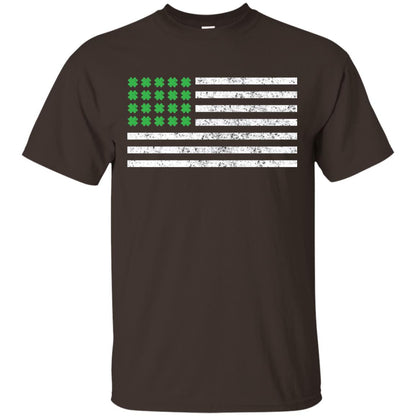 Usa Flag With Irish Shamrock St Patricks Day T-shirt Dark Chocolate