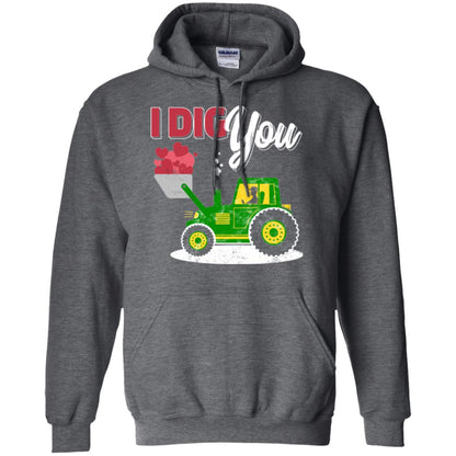 Farmer Valentines Day T-shirt Farm Tractor I Dig You Dark Heather