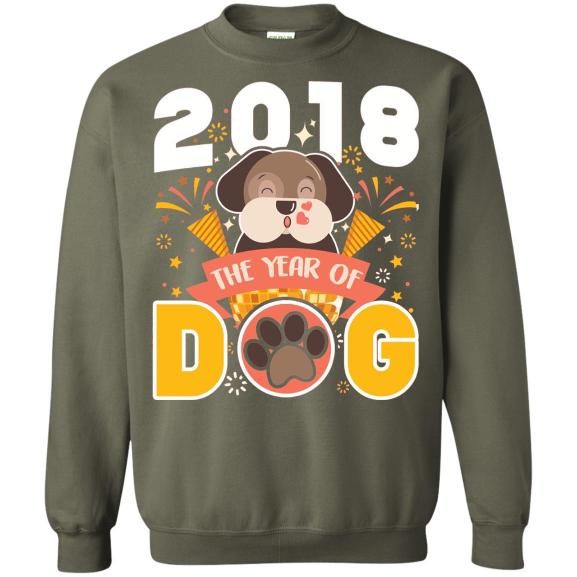 Funny Chinese New Year T-shirt 2018 The Year Of Dog Military Green