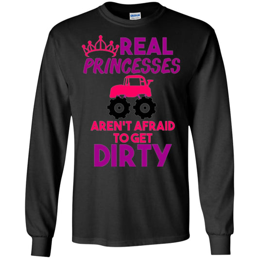 Monster Truck Girl T-shirt Real Princesses Get Dirty Black
